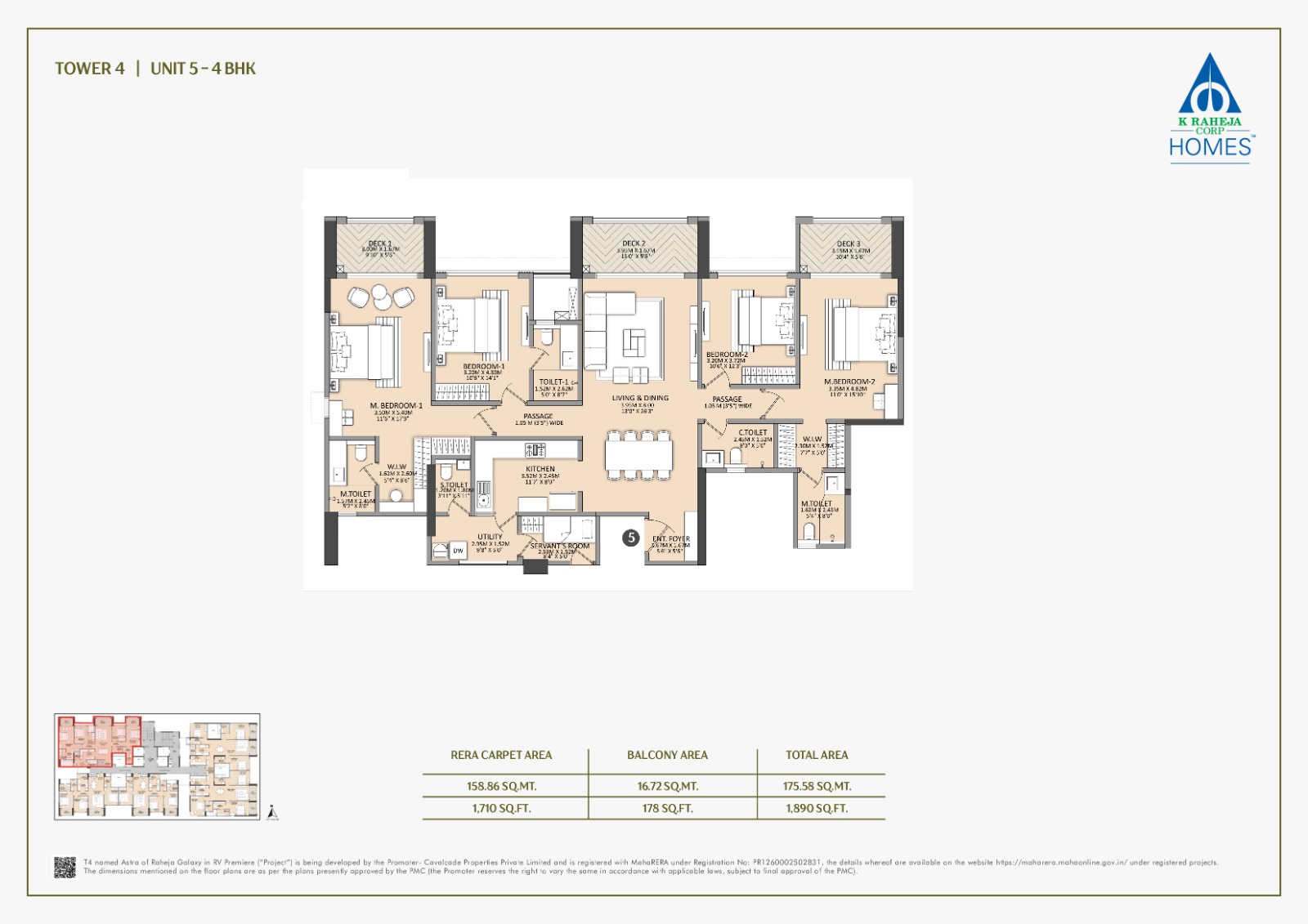 Tower 4 Astra 3 Bed floor plan